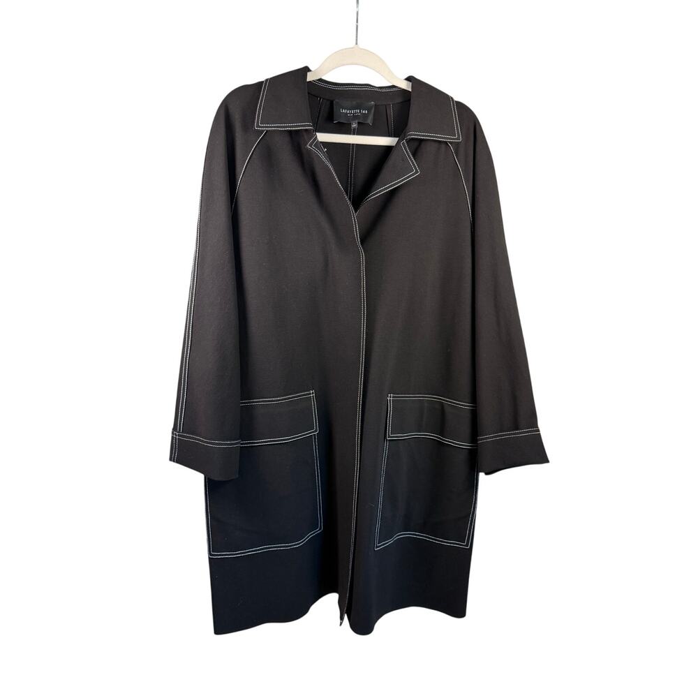 Lafayette 148 Women’s Black Maryann Car Coat Lightweight Minimalist‎ Lagenlook L - Picture 4 of 12